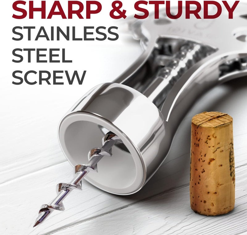 BRAVIGI Premium Wine Opener, Wing Corkscrew - Made w/Heavy Duty Stainless Steel Screw & Zinc Alloy Body - Perfect Corkscrew to Open Wine & Beer Bottles - Great Bootle Opener For Bartenders, Restaurants & Home - Image 4